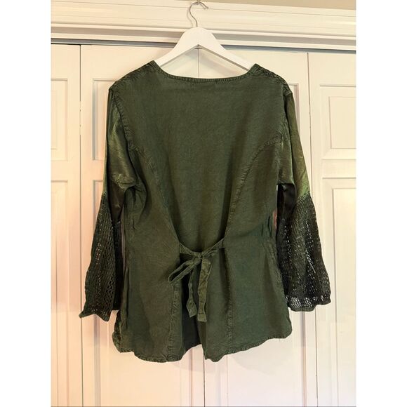 Braja Exclusive boho embroidered lace green blouse free size - Picture 5 of 10